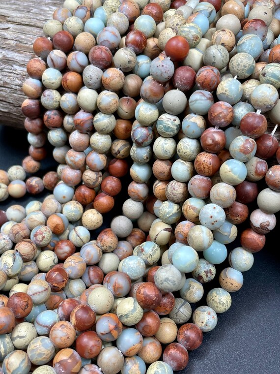 Natural Matte Sea Sediment Jasper Stone Bead. 6mm 8mm 10mm Round