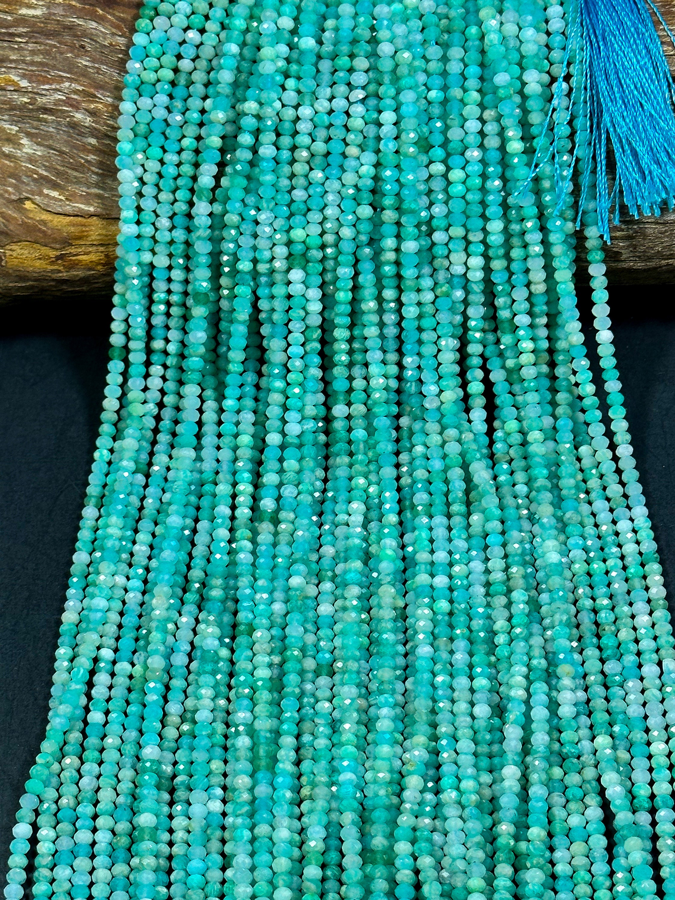 Lot De Perles Amazonite Naturelle En Forme De Tranche à Facettes - 7 Brins (122 Carats)