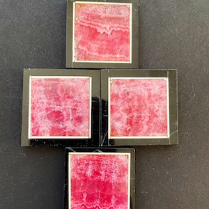 AAA Natural rhodochrosite stone pendant. 30x30mmsquare shape. Gorgeous natural pink rhodochrosite with black onyx . Great gemstone pendant