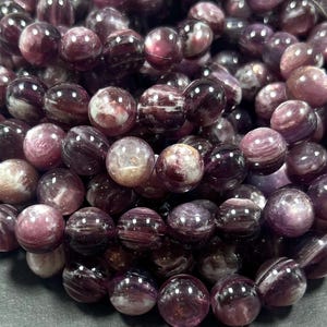 AAA Natural purple lepidolite Mica gemstone bead guaranteed Natural purple rainbow flash gemstone bead excellent quality. full strand 15.5”
