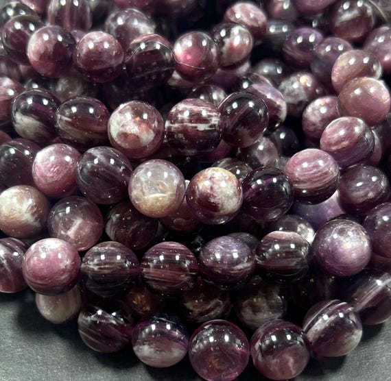 AAA Natural purple lepidolite Mica gemstone bead guaranteed Natural purple rainbow flash gemstone bead excellent quality. full strand 15.5”