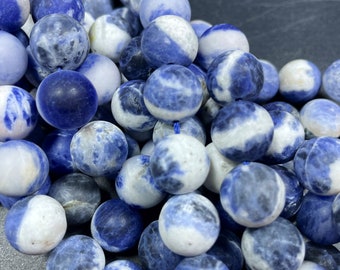 AAA Natural sodalite gemstone bead . 4mm 6mm 8mm 10mm 12mm round bead.matte finished. Natural blue white color sodalite gemstone bead . 15.5