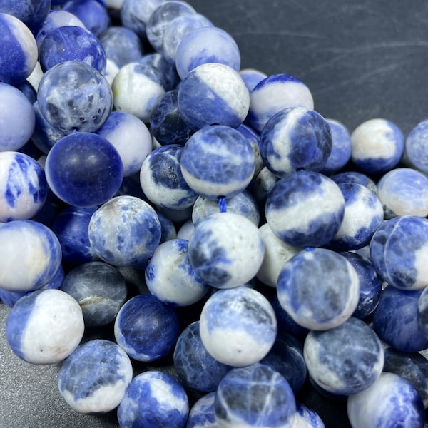 AAA Natural sodalite gemstone bead . 4mm 6mm 8mm 10mm 12mm round bead.matte finished. Natural blue white color sodalite gemstone bead . 15.5