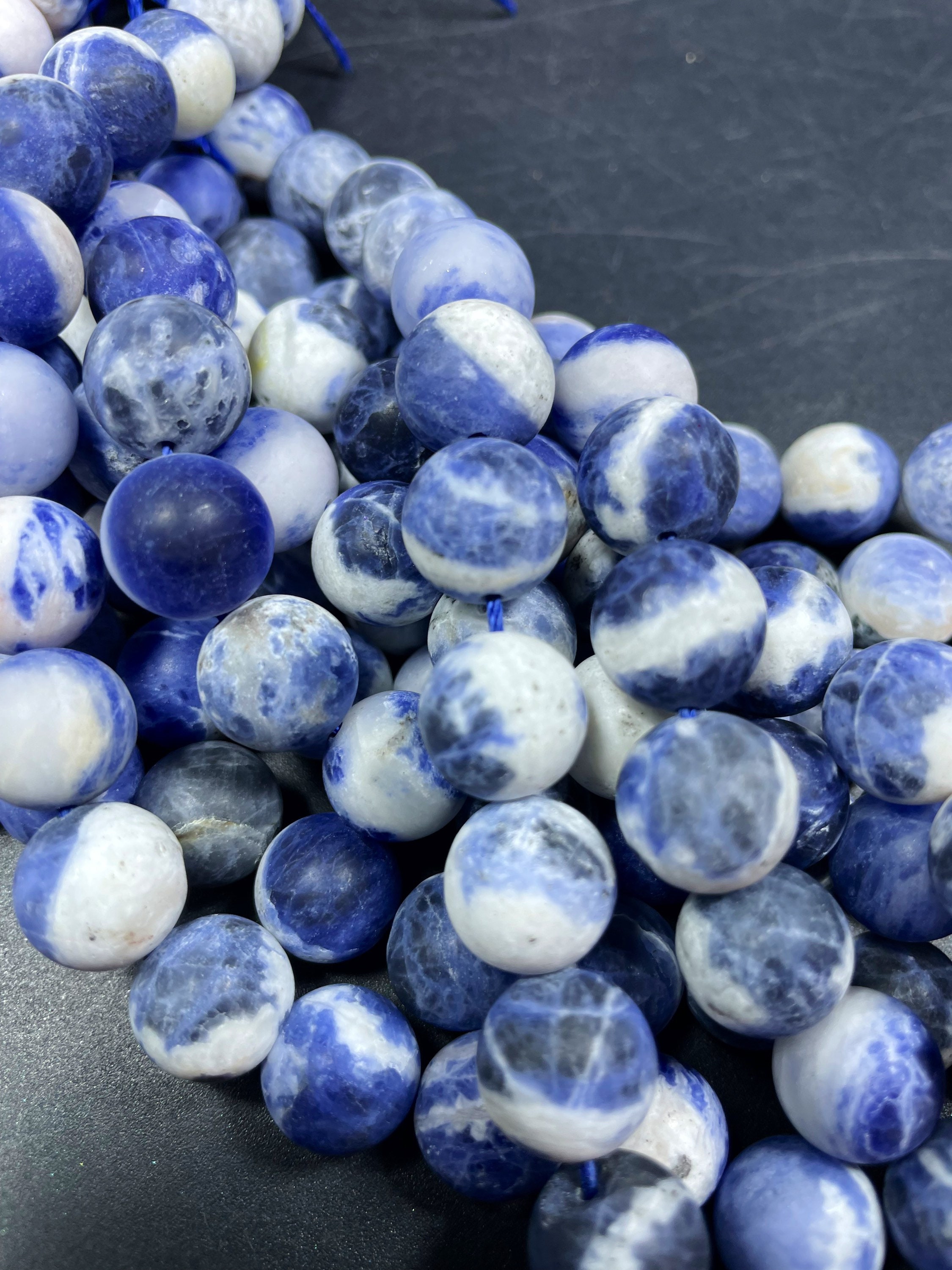 Bacatgem 15 Pcs Natural Sodalite Large HoleLoose Stone Rondelle Beads  Crystals and Healing Stones,6mm DIY-Jewelry Makings