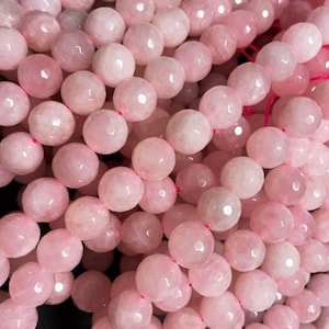 natural rose quartz stone bead. Faceted 4mm 6mm 8mm 10mm 12mm round bead. Gorgeous natural rose pink color gemstone bead. 15.5” strand