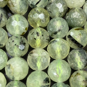 AAA Natürliche Prehnit Steinperle. Facettierte 6 mm 8 mm 10 mm runde Perle. Schöne natürliche grüne Farbe Prehnit Edelstein Perle. Hochwertige Perle !