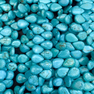 Natural Blue Turquoise Howlite Gemstone Beads - Beautiful 18mm Teardrop Shape for Jewelry Making and Crafts - Full Strand 10&quot;
