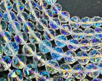 AAA High Quality Iridescent Crystal Bead Faceted 8mm Round Shape Bead. Gorgeous Rainbow Flash Beads Amazing Quality Full Strand 15.5"
