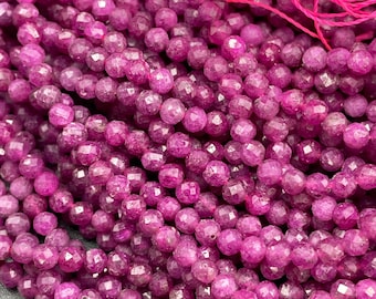 Perle de rubis naturel AAA. Perle ronde facettée 2 mm 3 mm 4 mm. Magnifique perle de rubis naturel. Perle rubis de haute qualité !