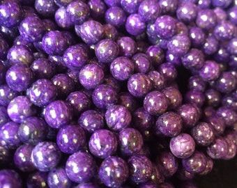 Beautiful Charoite. Gemstone bead . 6mm 8mm 10mm 12mm round bead . Gorgeous purple color Charoite  Gemstone, bead . Full strand 15.5”