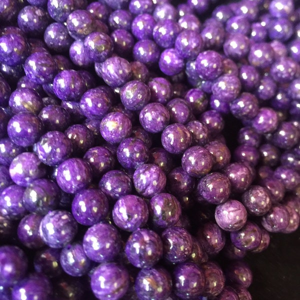 Beautiful Charoite. Gemstone bead . 6mm 8mm 10mm 12mm round bead . Gorgeous purple color Charoite  Gemstone, bead . Full strand 15.5”