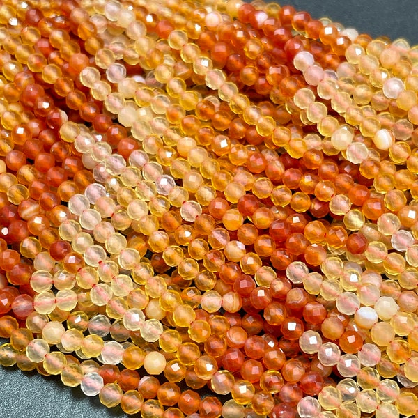 AAA natural orange aventurine stone bead. Faceted 3mm round bead. Beautiful orange, golden yellow multi color aventurine. Full strand 15.5”