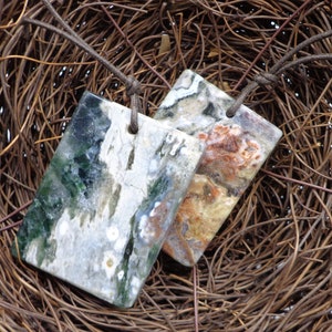 Colgante de jaspe oceánico natural, rectangular (59 x 40 mm, 48 x 34 mm). ¡Ideal para hacer joyas! ¡Calidad AAA!