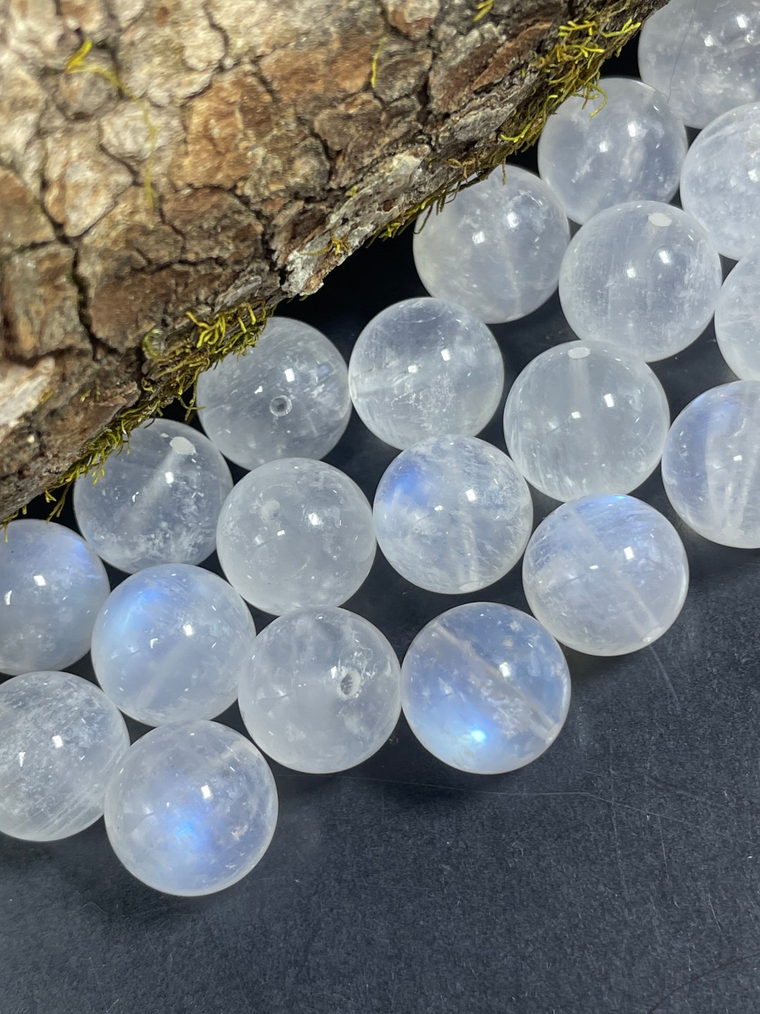 AAA Natural Rainbow Moonstone Bead. 12mm Round Bead. Excellent Quality