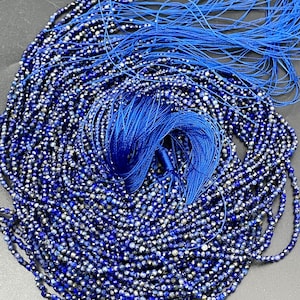 AAA Natural lapis lazuli gemstone bead. Faceted 2mm round bead. Beautiful natural royal blue color. High quality gemstone!