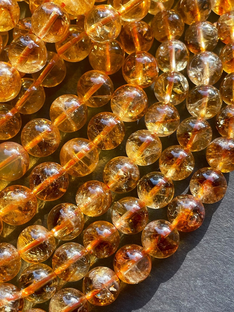 AAA super nice quality natural citrine stone bead. 6mm8mm 9mm 10mm round bead . Gorgeous natural golden yellow gemstone Full strand 15.5 image 7