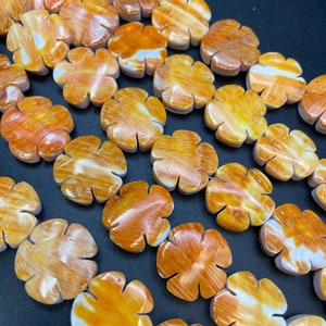 AAA Natural spiny oyster shell bead. 20mm flower shape . Beautiful natural orange color spiny oyster shell bead. Unique High quality bead!