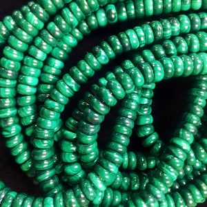 AAA Natürliche Malachit Edelsteinperle 2 x 6 mm 3 x 8 mm 3 x 10 mm Rondelle Form. Wunderschöne natürliche grüne Farbe Malachit Echte schöne Qualität Edelstein