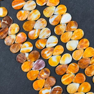 AAA Natural Spiny Oyster Shell Bead 15x10mm Teardrop Shape, Gorgeous Natural Orange Yellow Color Spiny Oyster Shell Beads Excellent Quality