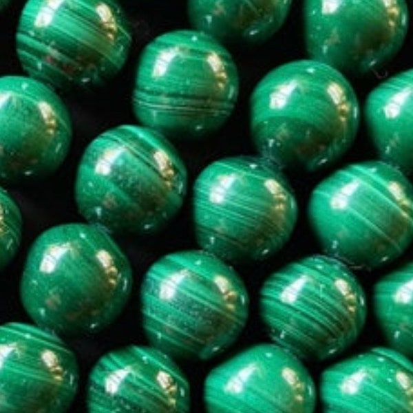 Malachite naturelle AAA. Perle ronde de 4 mm, 6 mm, 8 mm, 10 mm, 12 mm, 14 mm, 16 mm. Magnifique perle de pierre précieuse de malachite de couleur verte naturelle. Perle lâche