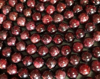 AAA Natural red garnet bead . Natural gemstone bead . 4mm 6mm 8mm 10mm 12mm Gorgeous dark Red color . Highly polished finished