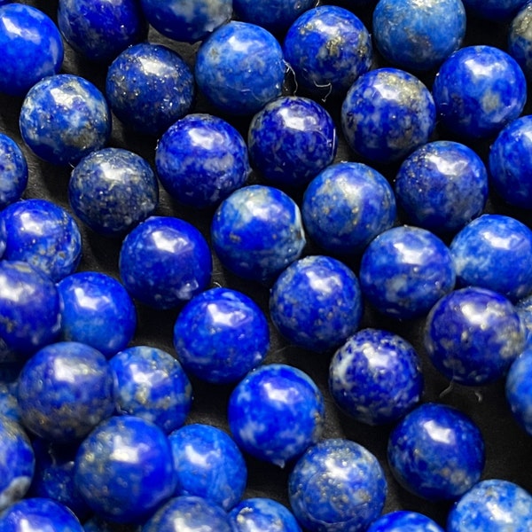 AA 100% natural lapis lazuli stone bead. 4mm 6mm 8mm 10mm round bead. Beautiful natural royal blue lapis lazuli gemstone Full strand 15.5”