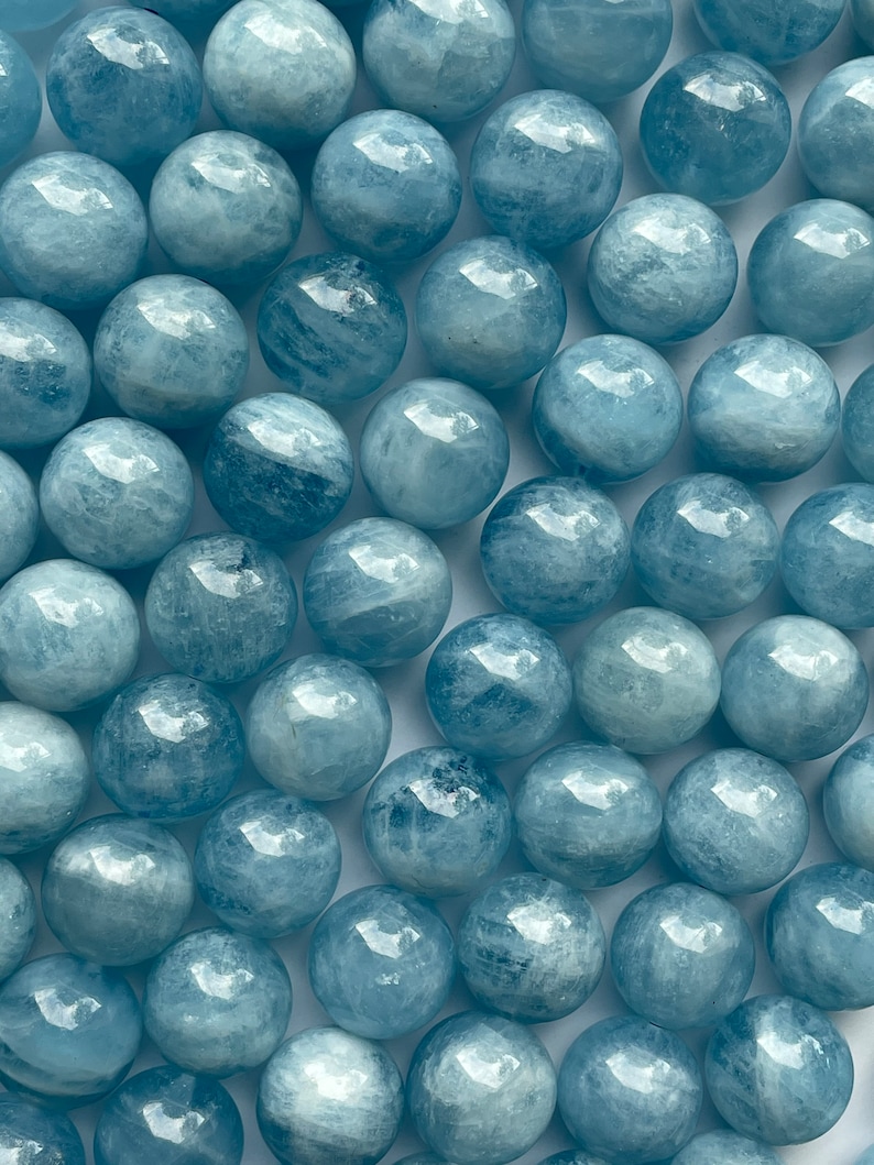 AAA Natural Aquamarine Stone Beads 4mm 6mm 8mm 9mm 10mm 12mm Gorgeous, Clear Blue Aquamarine Gemstone High Quality Gemstone Strand image 8