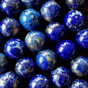 Natural lapis lazuli bead. 4mm 6mm 8mm 10mm Beautiful deep blue color loose beads Full strand 15.5&quot;