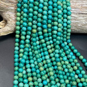 Natural turquoise gemstone bead. 7mm 9mm round bead. Gorgeous blue turquoise gemstone bead. Loose stone bead. High quality bead