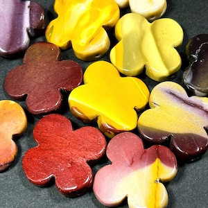 Natürliche Mookait Edelstein Perle 35 mm Blume Form Bead, schöne natürliche rot gelb braun Mookait Jaspis Edelstein Perlen, lose Perlen