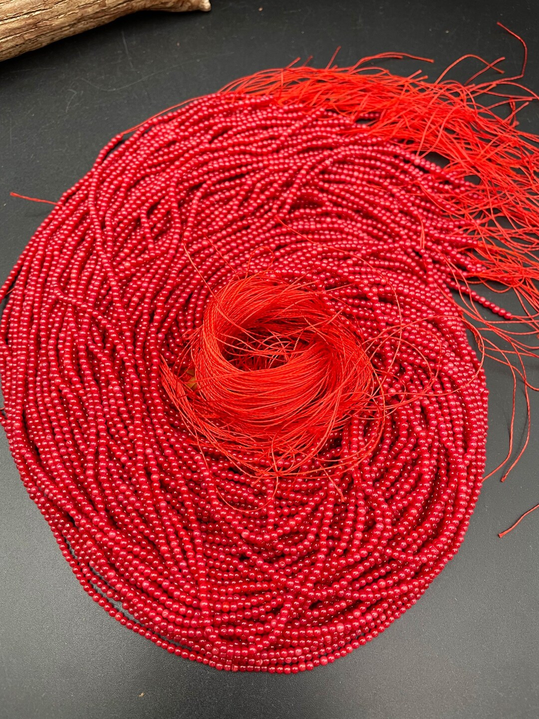 AAA Natural Bamboo Coral Stone Bead. 2mm Round Bead . Red Color Bamboo Coral Gemstone