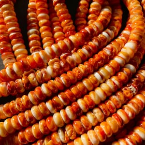AAA   Natural spiny oysters shell . 5x8mm Rondell Shape spiny oyster shell . Beautiful natural yellow orange color spiny oysters shell15.5
