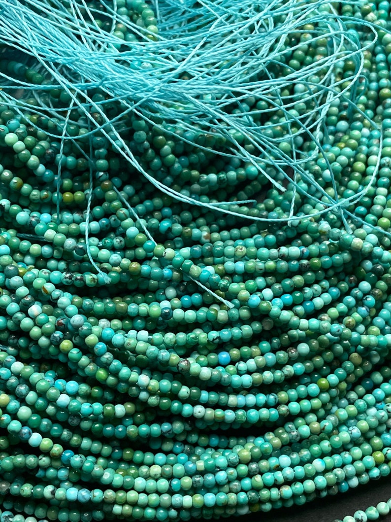 AA natural turquoise stone bead. 4mm round bead . Gorgeous natural blue turquoise gemstone bead. Real nice quality zdjęcie 1