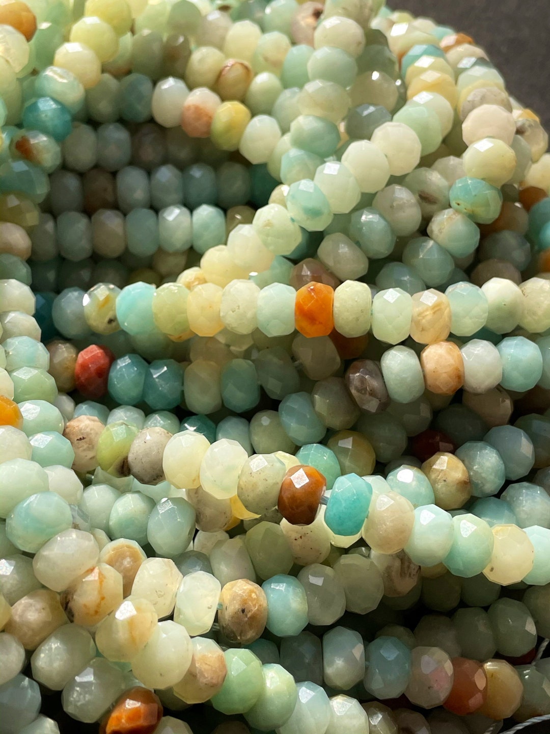 AAA Natural Amazonite Faceted 4x6mm 5x8mm 6x10mm Rondelle Bead ...
