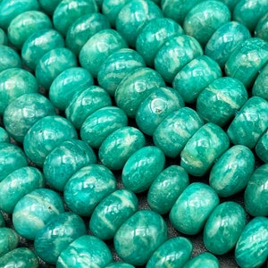AAA 100% Natural Russian amzonite stone bead. 4x7mm 5x8mm 5x10mm Rondelle Shape. Real nice quality. Beautiful natural color 15.5 strand