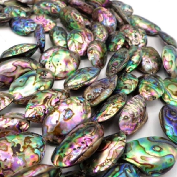 NATURAL Abalone Shell beads Approx. 17x28mm beads, Full length 15.5 inches, Freeform Shell Shape, Great for JEWELRY making! AAA Quality!!!