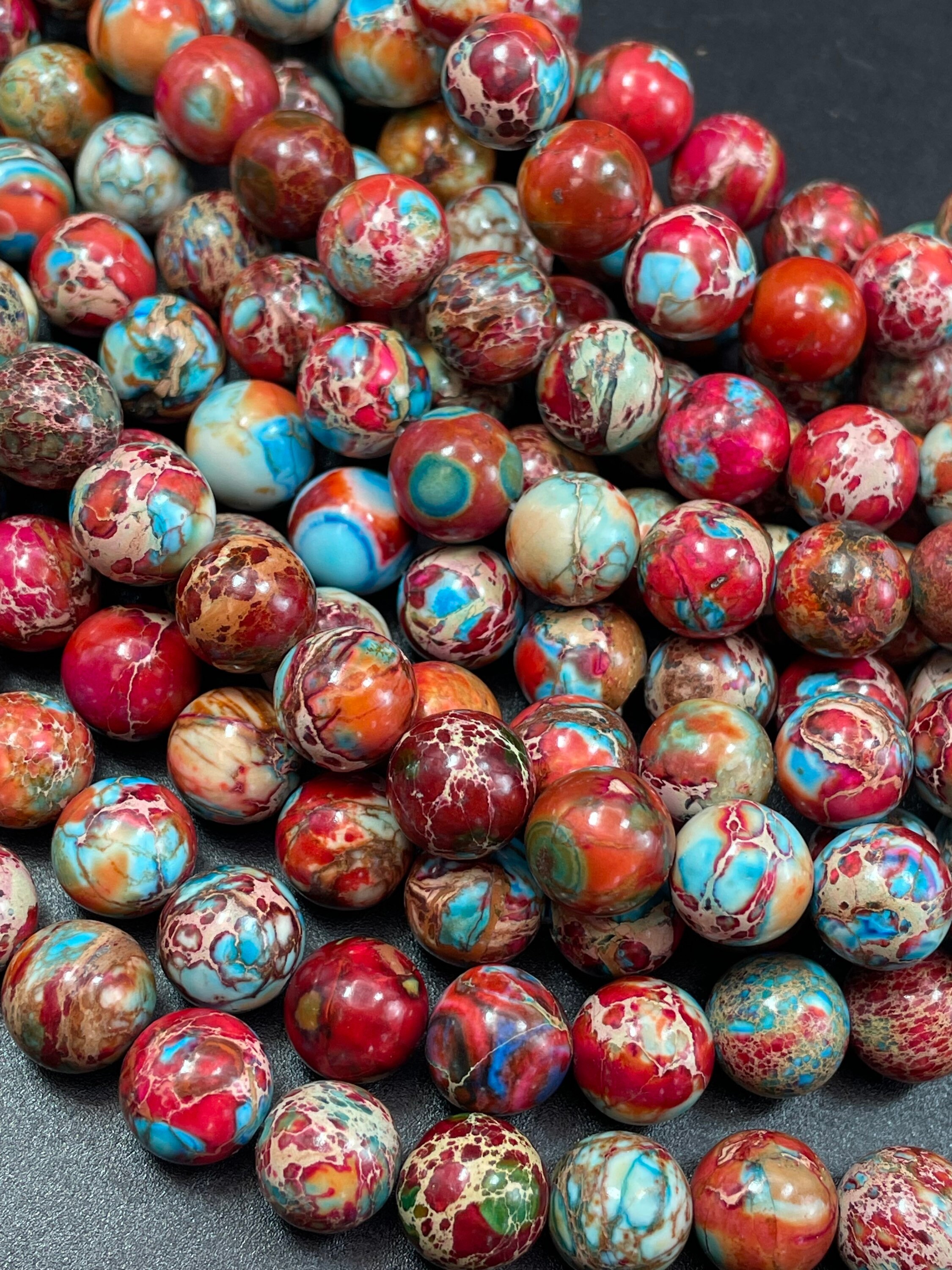AAA Natural Galaxy Sea Sediment Jasper . 6mm 8mm 10mm Smooth Round 
