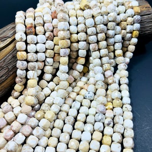 Natural White Howlite Turquoise Loose Gemstone Beads 7mm- 9mm Faceted Cube Beads - Natural White Color turquoise beads . 15.5