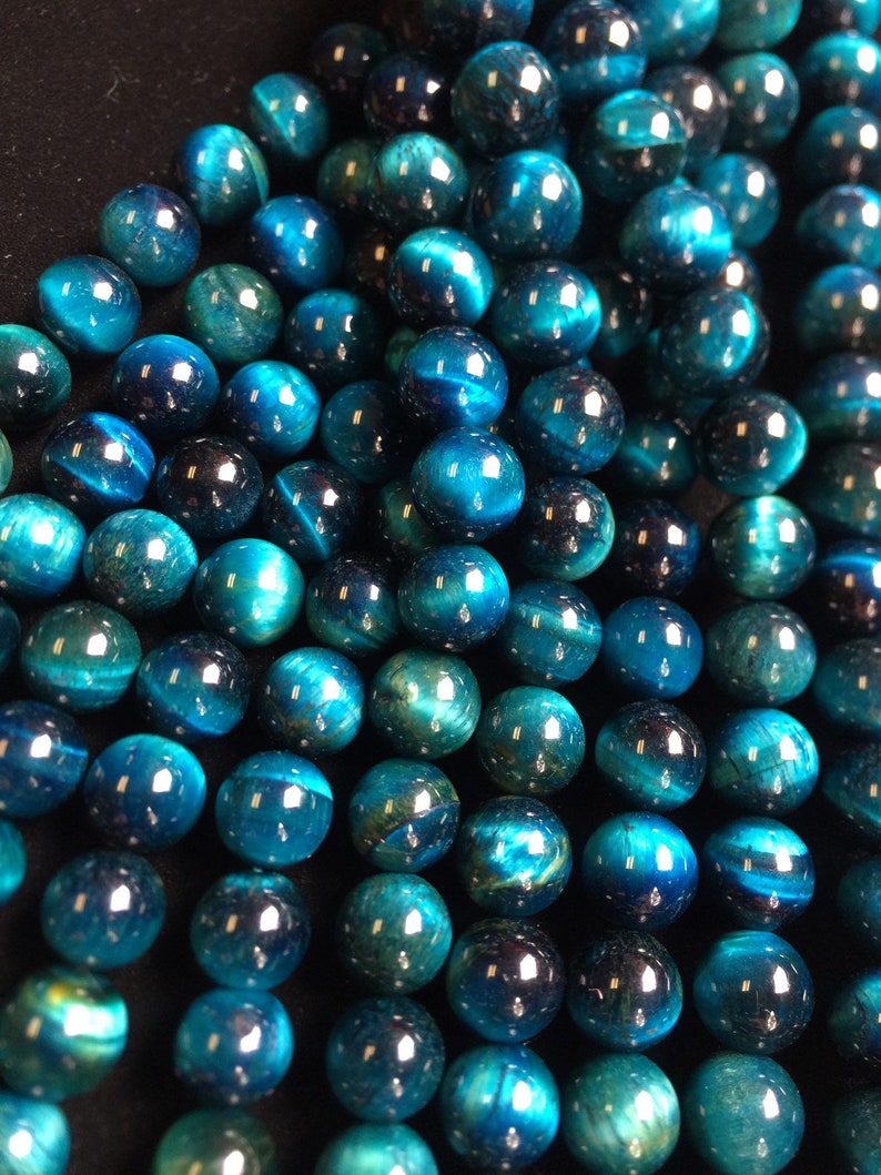 AAA tiger eye bead . Turquoise blue color gemstone beads . Gorgeous tiger eye stone bead . 4mm 6mm 8mm 10mm 12mm. Round bead . 15.5 strand image 3