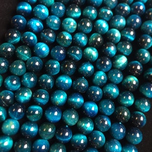 AAA tiger eye bead . Turquoise blue color gemstone beads . Gorgeous tiger eye stone bead . 4mm 6mm 8mm 10mm 12mm. Round bead . 15.5 strand image 9