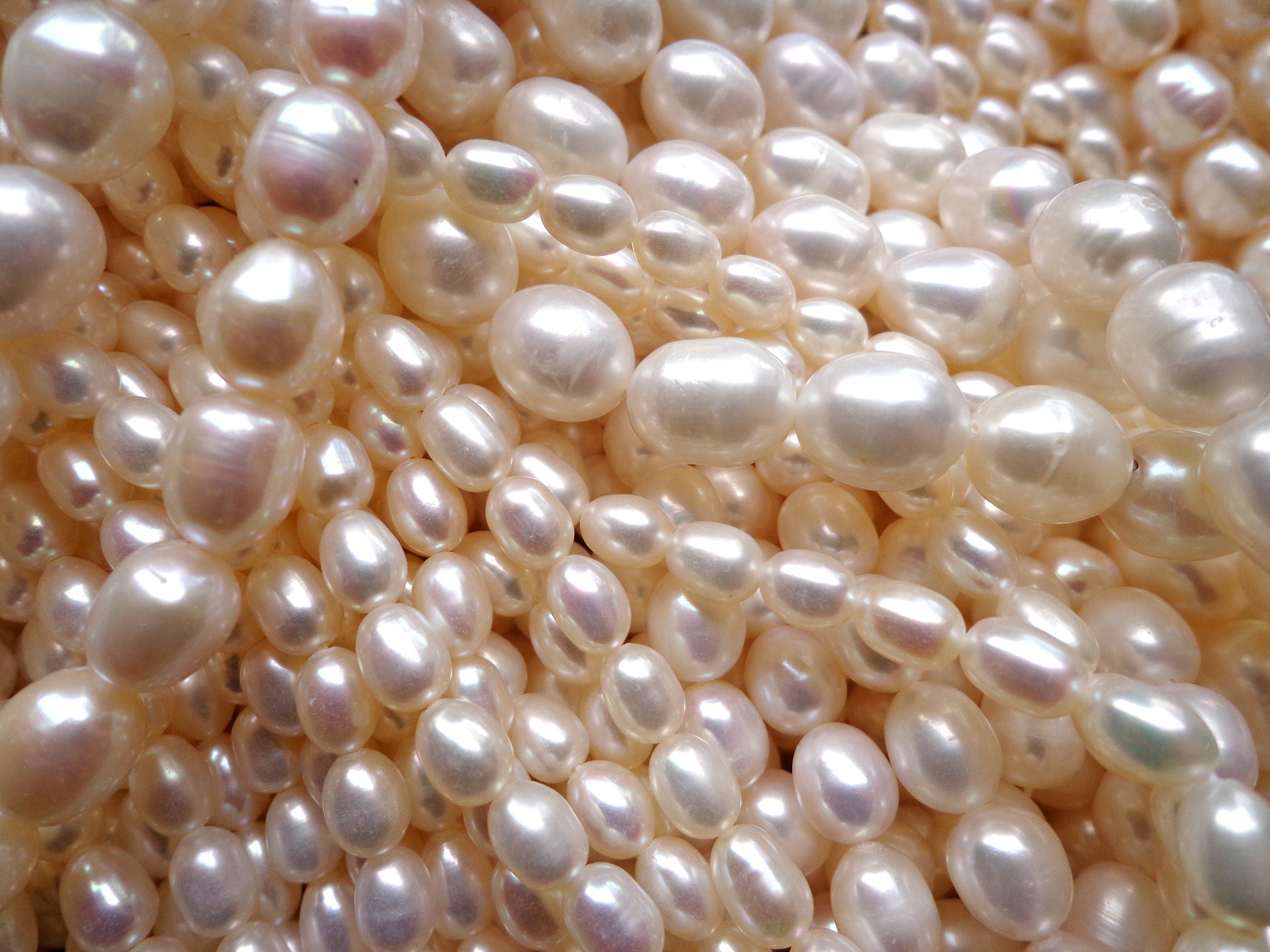 6-7mm AAA Near Round Freshwater Pearl Strands, White Round Real Pearl  Beads, Cultured Lustrous Pearls, Natural Pearl Jewelry , FR300-WS 