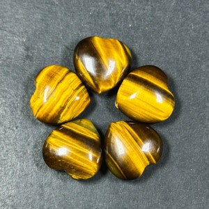 Cuentas de piedra preciosa de ojo de tigre natural de 20 mm en forma de corazón, hermosas cuentas de piedra preciosa de ojo de tigre de color marrón dorado natural, cuentas sueltas (1 pieza)