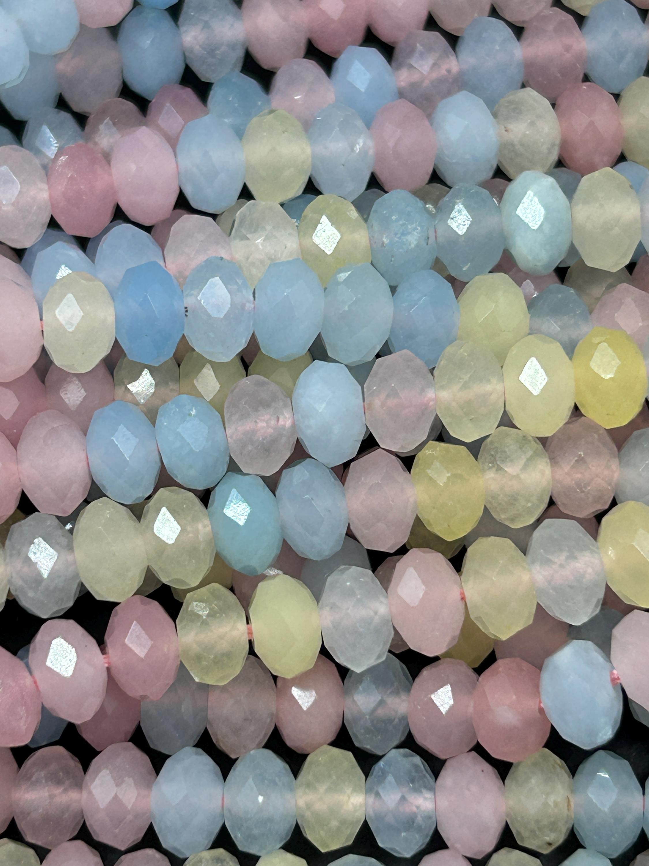 4mm Rainbow Morganite Faceted Gemstone Beads - 15 Strand Loose Stones For Jewelry Making