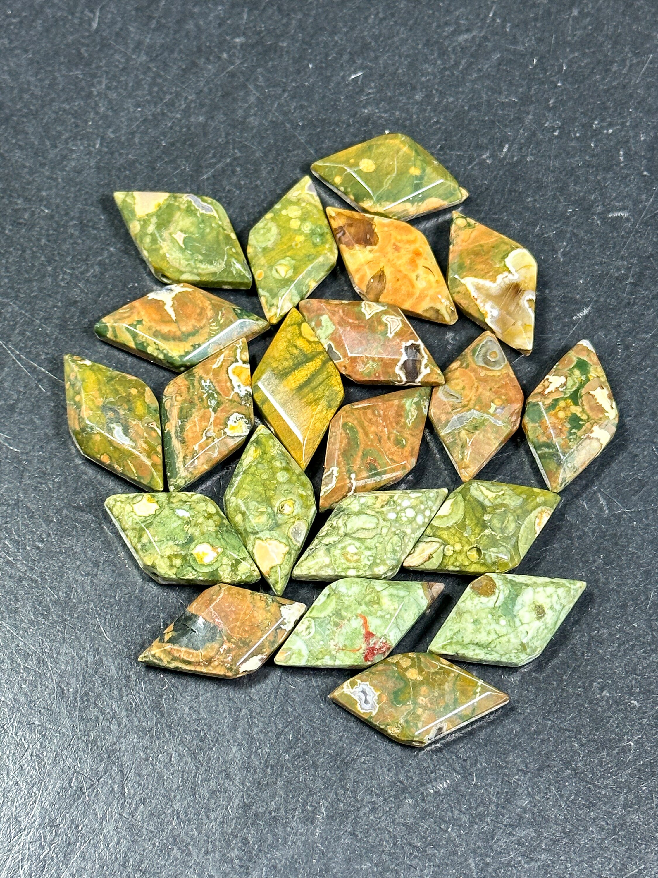 AAA NATURAL Rainforest Rhyolite Gemstone Bead Faceted 28x14mm Diamond ...