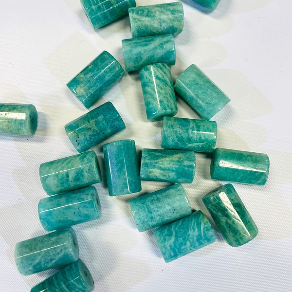 AAA Natural Russian Amazonite stone bead. Faceted 10x14mm tuba shape. Beautiful natural blue green color Amazonite bead. Real nice quality!