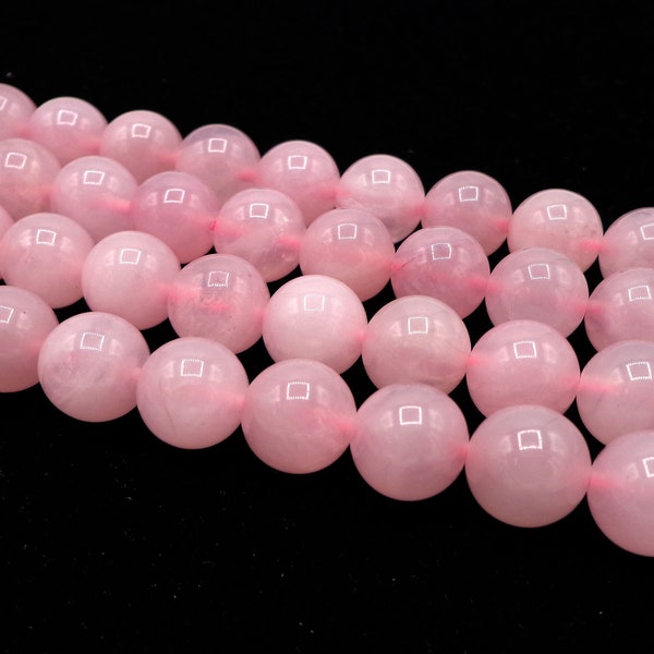 NATURAL Gemstone Rose Quartz, Smooth Round,4mm 6mm 8mm,10mm, 12mmFull Strand .Great for making JEWELRY! Not Treated In Anyway! AAA Quality!