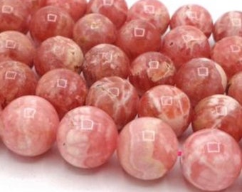 AAA Natuer10mm Pink Rhodochrosite Round Gemstone Jewelry Necklace 36-100'' AAA Natuer10mm Pink Rhodochrosite Round Gemstone Jewelry Necklace 36-100''