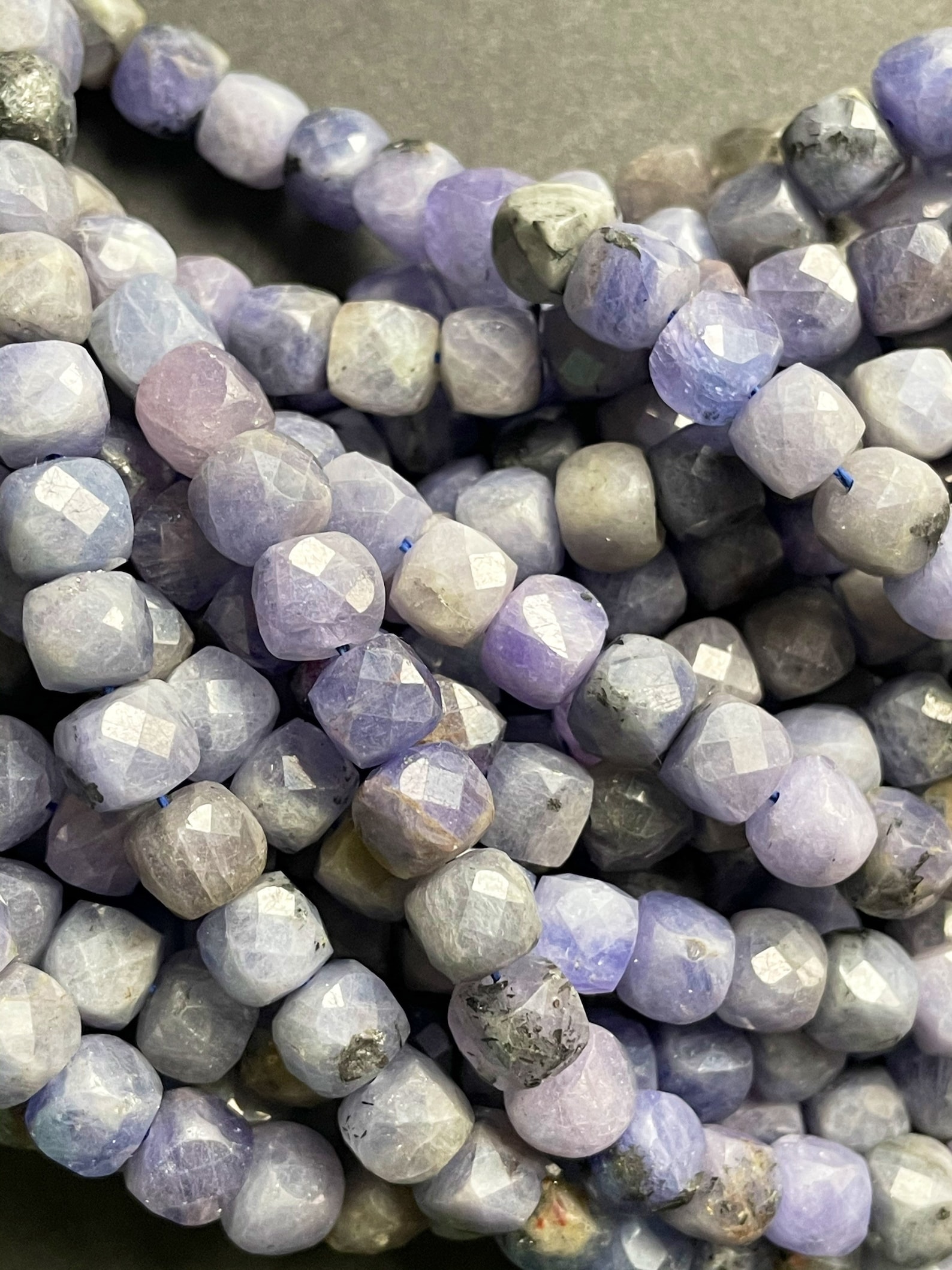 Natural tanzanite stone bead. Faceted 8mm square shape bead. Etsy