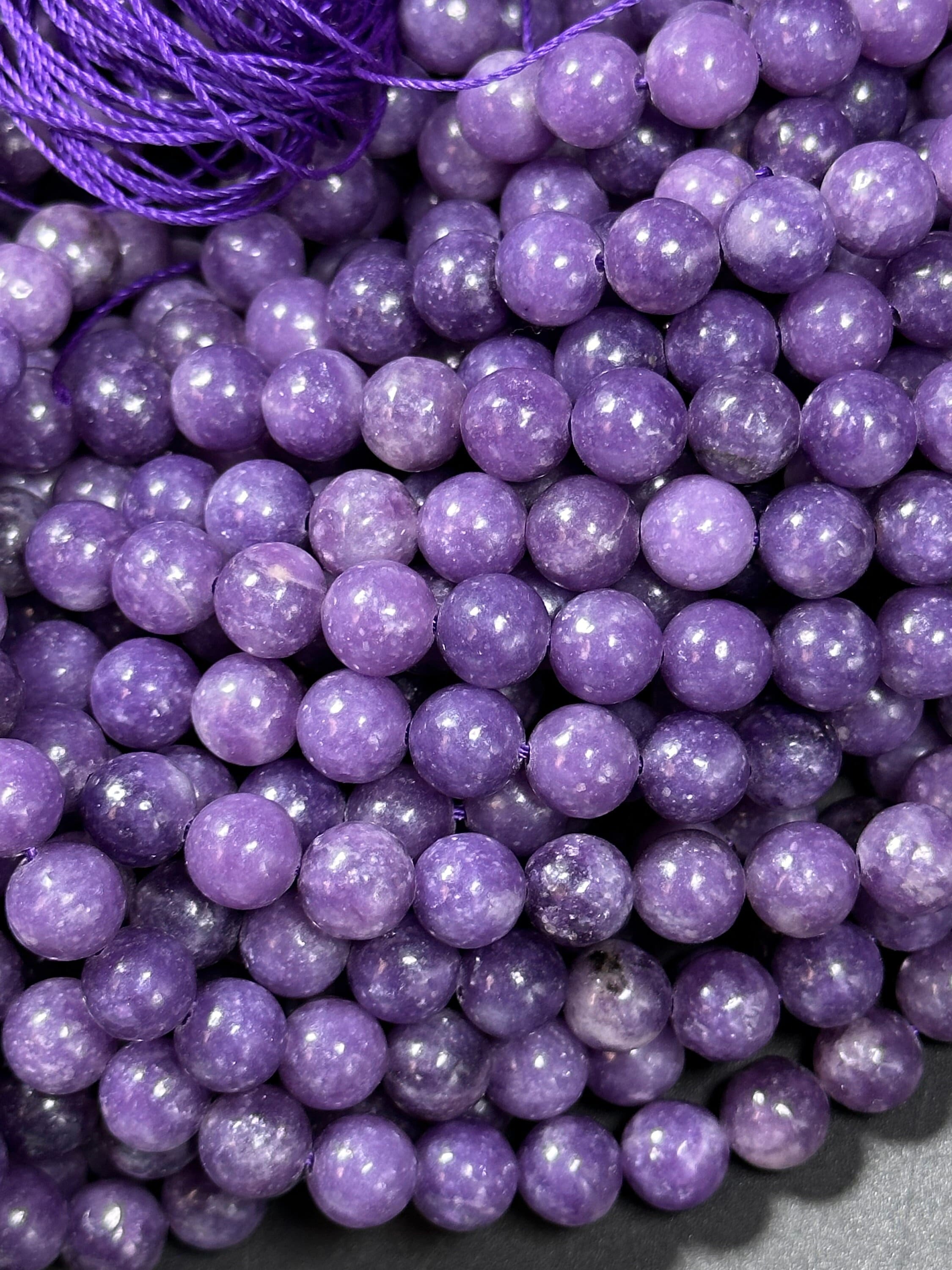Perles Rondes En Lépidolite Naturelle - 6 Mm - Pour Création Bijoux Ou Lithothérapie - France