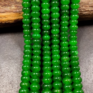 NATURAL Green Jade Gemstone Bead 10x6mm Rondelle Shape Bead, Beautiful Green Color Jade Gemstone Beads, Great Quality Bead Full Strand 15.5&quot;